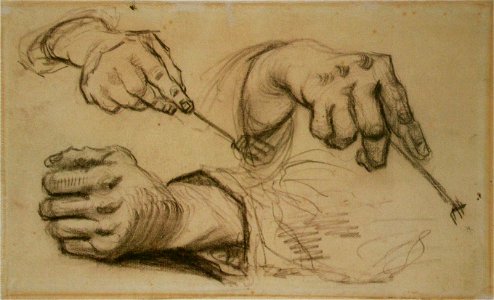 Van Gogh 1885-03--1885-04, Nuenen - Study, Three Hands, Two Holding Forks F 1161r JH 746