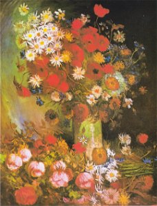 Van Gogh - Vase mit Mohn- und Kornblumen, Pfingstrosen und Chrysanthemen