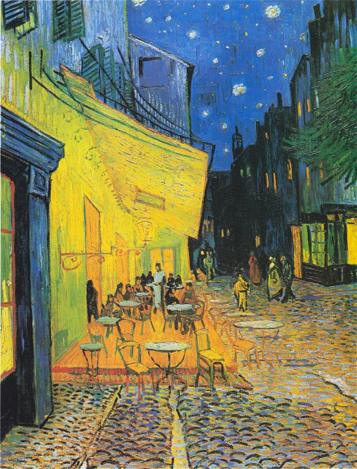 Van Gogh - Terrasse des Cafés an der Place du Forum in Arles am Abend1