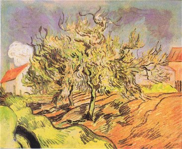Van Gogh - Landschaft mit drei Bäumen und Häuschen