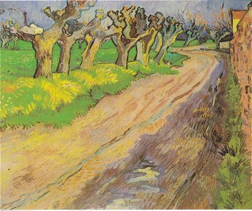 Van Gogh - Weg mit beschnittenen Weiden. Free illustration for personal and commercial use.