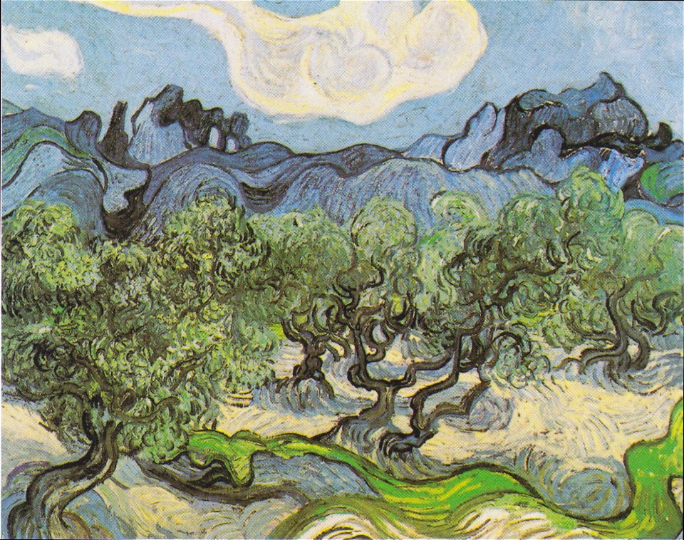 Van Gogh - Olivenbäume mit Les Alpilles im Hintergrund