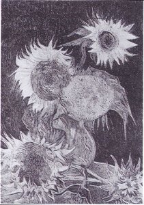 Van Gogh - Fünf Sonnenblumen in einer Vase