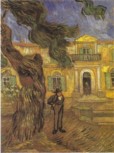 Van Gogh - Pinie und Figur vor dem Hospital Saint-Paul