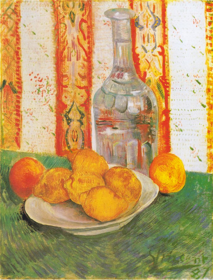 Van Gogh - Stillleben mit Flasche und Zitronen auf einem Teller