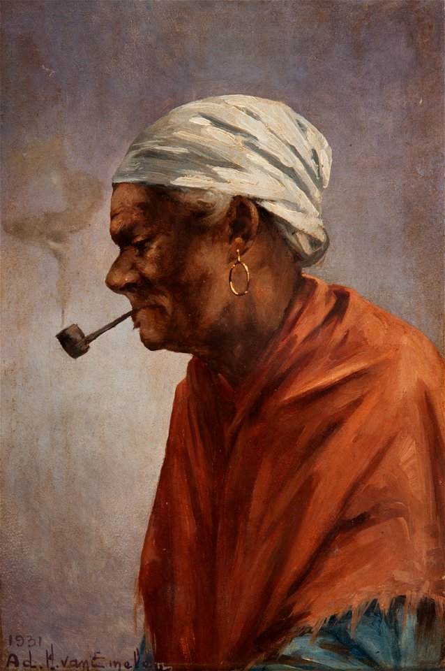 Van Emelen, Adrien Henri Vital - Mulher com Cachimbo, Turbante Branco (cropped)