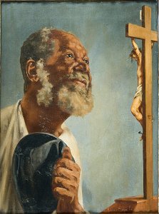 Van Emelen, Adrien Henri Vital - Negro com Chapéu na Mão Olhando Para um Crucifixo