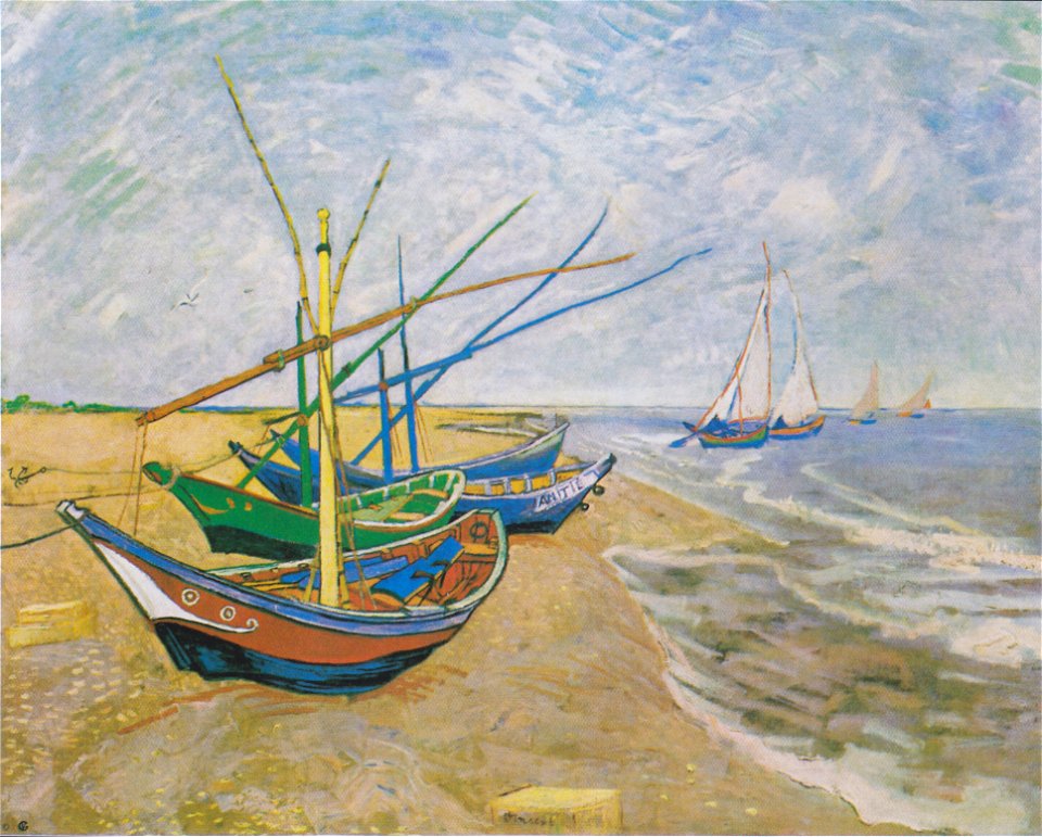 Van Gogh - Fischerboote am Strand von Saintes-Maries1