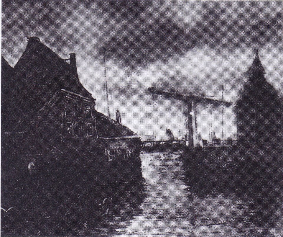 Van Gogh - Stadtansicht mit Gracht und Zugbrücke