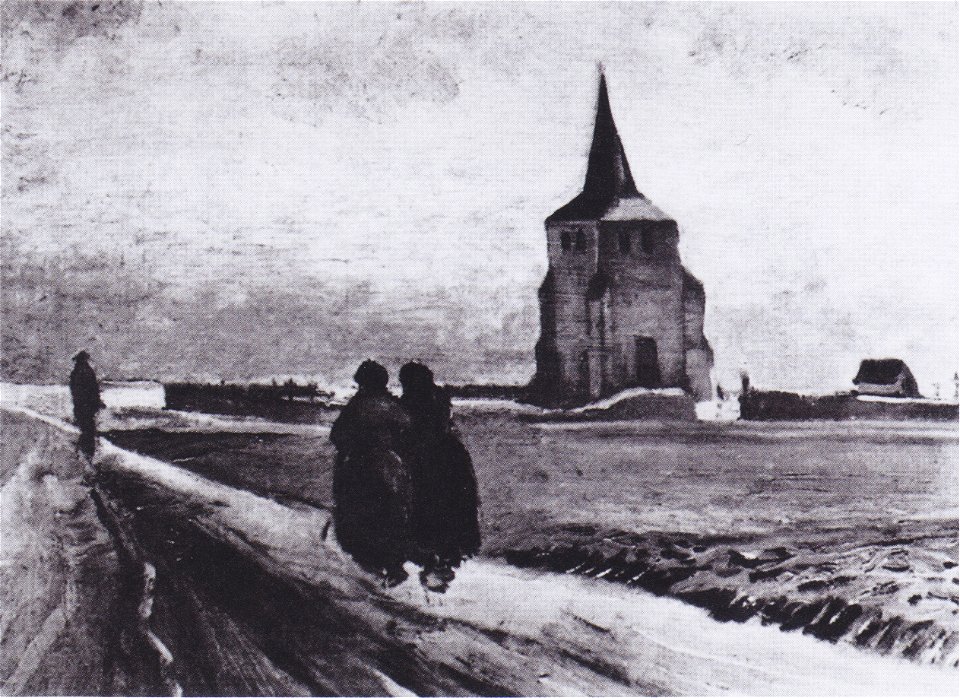 Van Gogh - Der alte Friedhofsturm in Nuenen mit drei Figuren