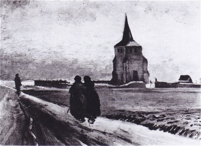 Van Gogh - Der alte Friedhofsturm in Nuenen mit drei Figuren