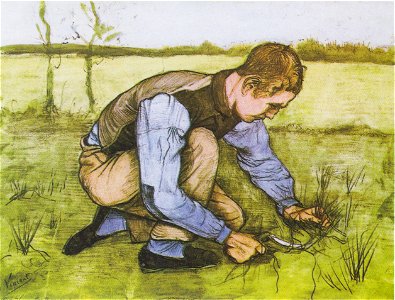 Van Gogh - Kauernder Junge mit Sichel