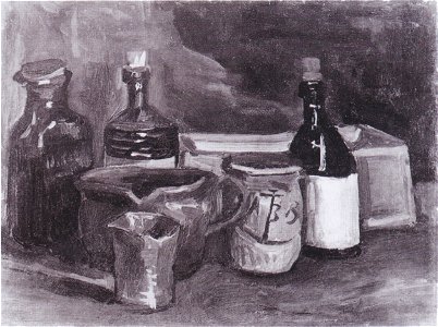 Van Gogh - Stillleben mit Steingut, Flaschen und Schachtel
