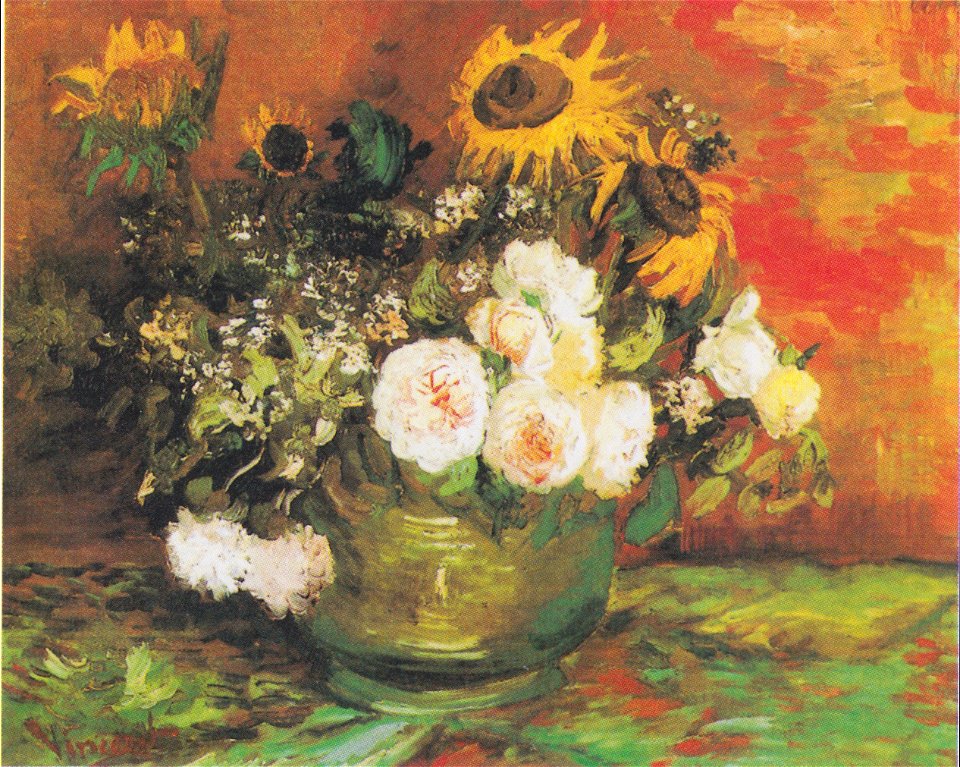 Van Gogh - Schale mit Sonnenblumen, Rosen und anderen Blumen