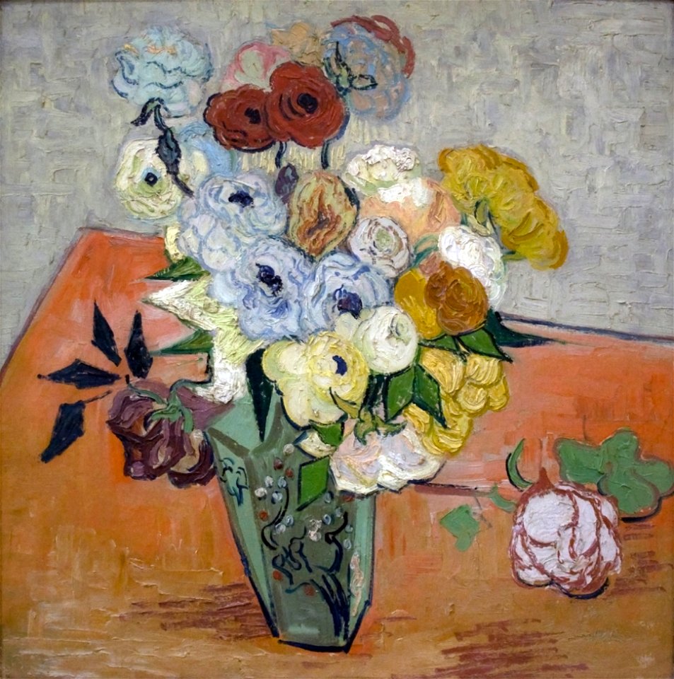 Still Life - Japanese Vase with Roses and Anemones
