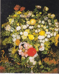 Van Gogh - Vase mit Chrysanthemen und Feldblumen. Free illustration for personal and commercial use.