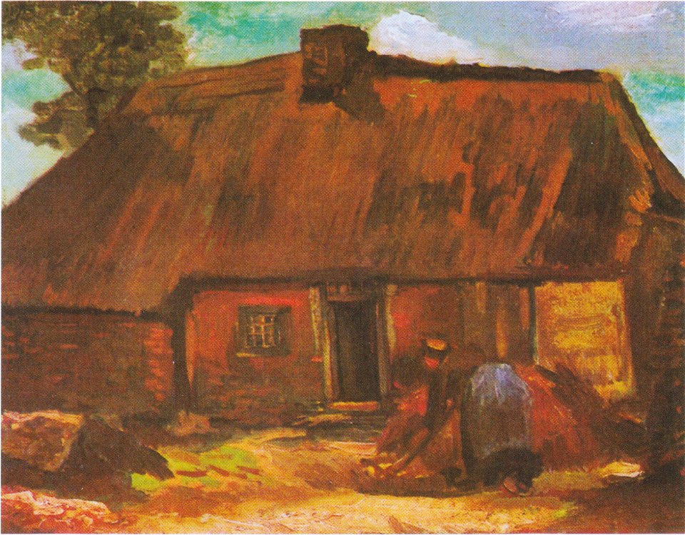 Van Gogh - Bauernhaus mit umgrabender Bäuerin1