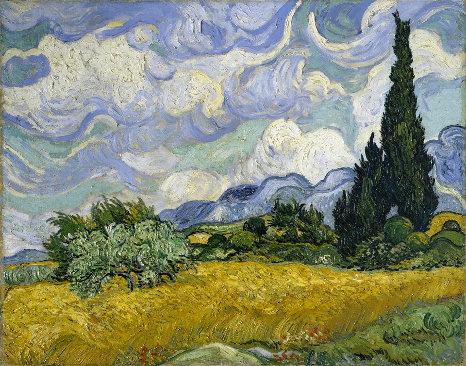 Van Gogh - Weizenfeld mit Zypressen