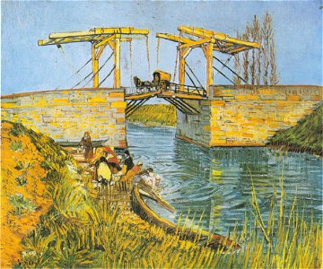 Van Gogh -Die Brücke von Langlois in Arles mit Wäscherinnen