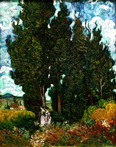 Cypresses with two figures