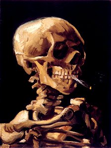 Van Gogh - Skull with a burning cigarette. Free illustration for personal and commercial use.