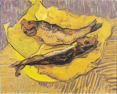 Van Gogh - Stillleben mit Bücklingen auf gelbem Papier