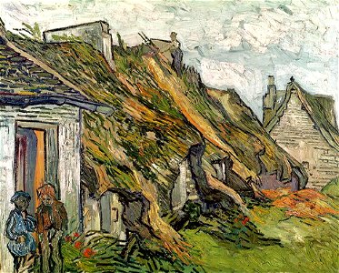 Vincent van Gogh - Rietgedekte zandstenen huisjes in Chaponval (1890)