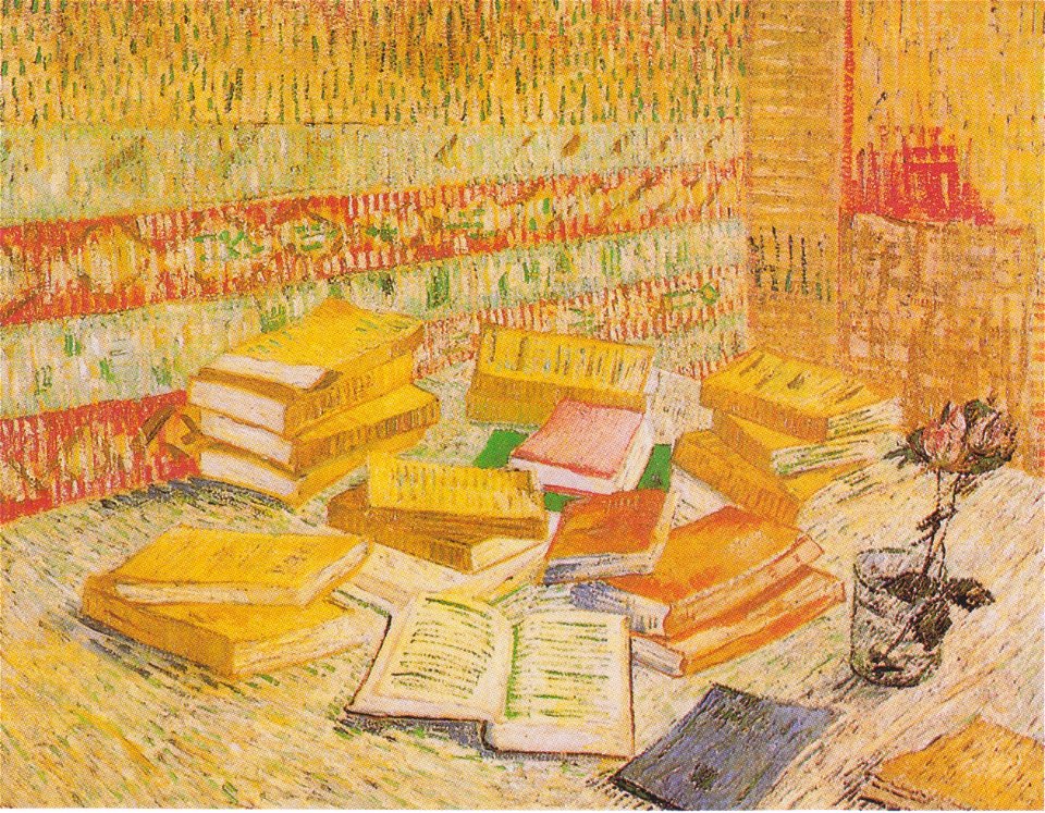 Van Gogh - Stillleben mit französischen Romanen und Glas mit Rose