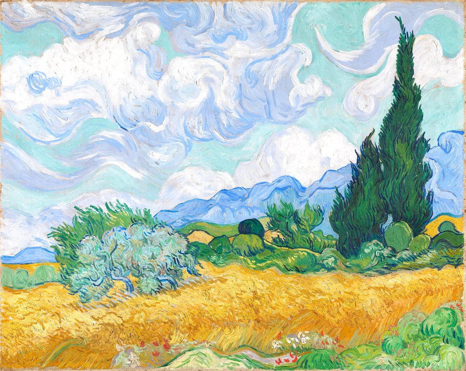 Vincent van Gogh - A Wheatfield, with Cypressess (1889)