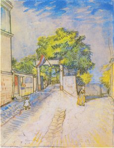 Van Gogh - Weg mit Eingang zu einem Aussichtspunkt. Free illustration for personal and commercial use.