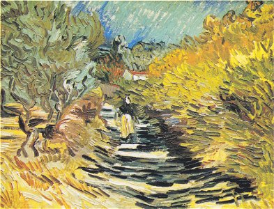 Van Gogh - Weg in Saint-Rémy mit weiblicher Figur