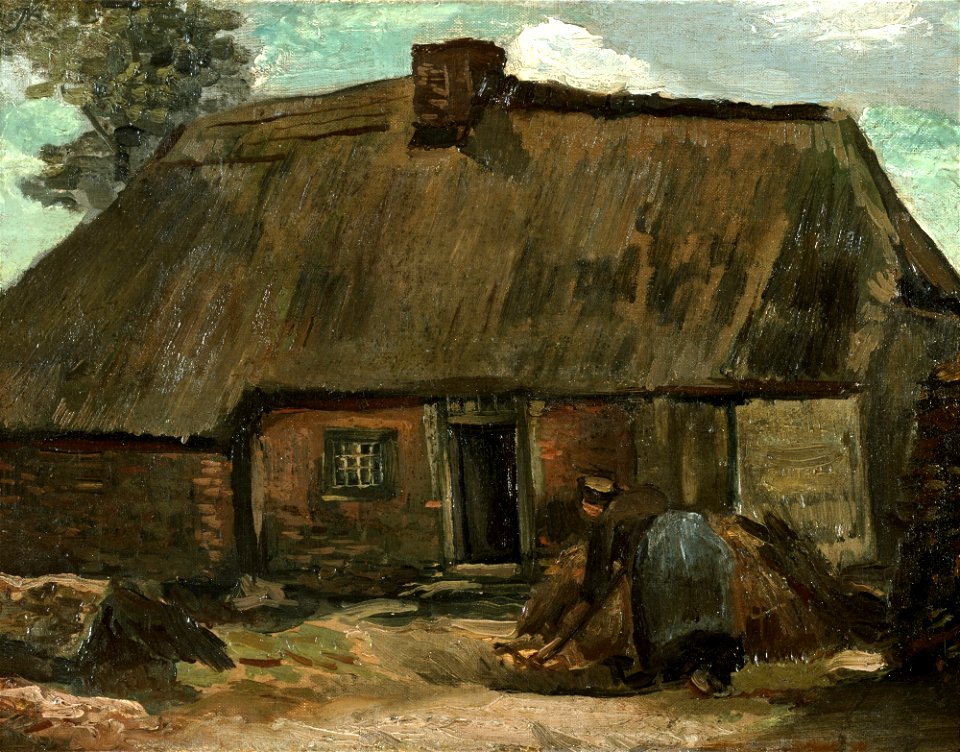 Vincent van Gogh - Cottage with Peasant Woman Digging