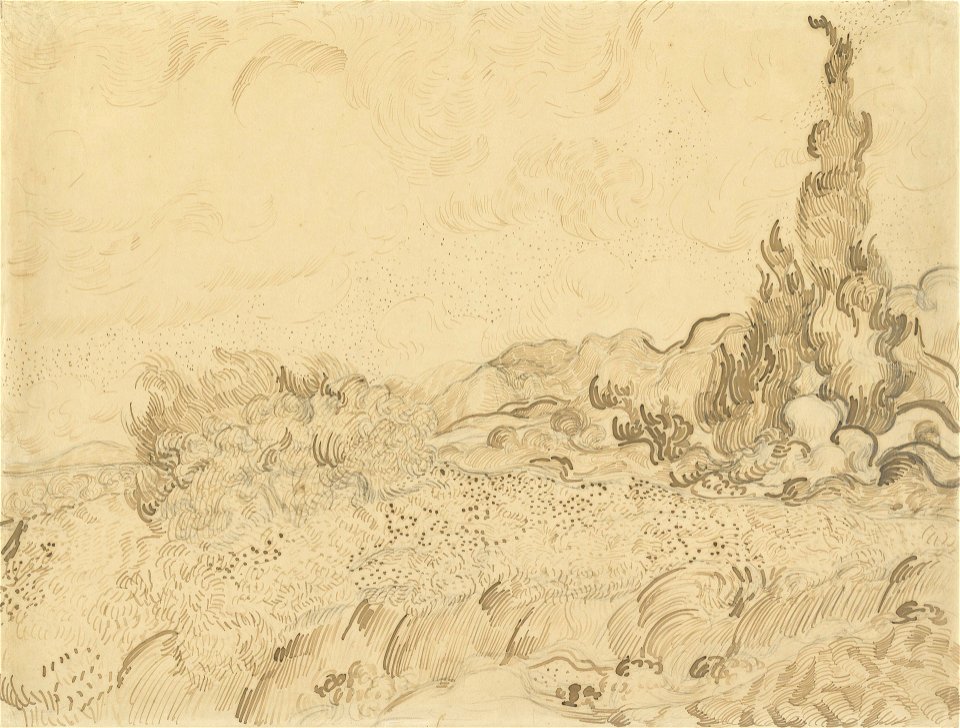 Van Gogh - Weizenfeld mit Zypressen2
