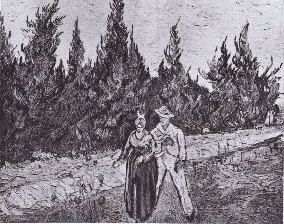 Van Gogh - Zypressenweg mit Liebespaar - Der Garten des Dichters IV