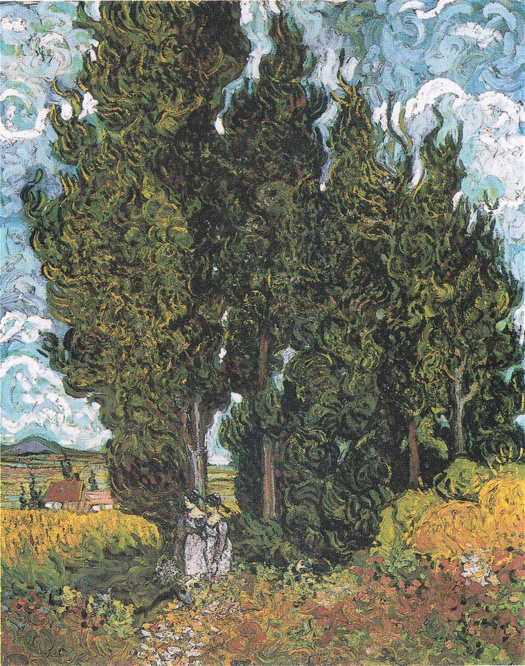 Van Gogh - Zypressen mit zwei weiblichen Figuren