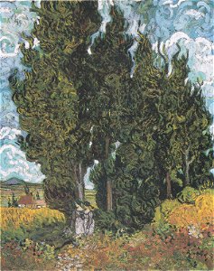 Van Gogh - Zypressen mit zwei weiblichen Figuren