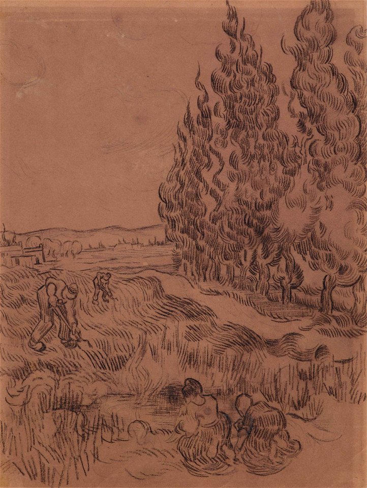 Vincent van Gogh - Paysage avec cyprès (1889)