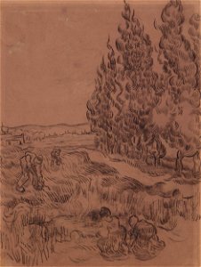 Vincent van Gogh - Paysage avec cyprès (1889)