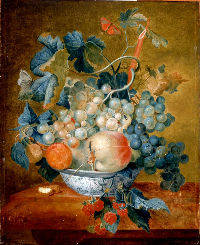 Van Huysum, Michiel - A Delft Bowl with Fruit - Google Art Project
