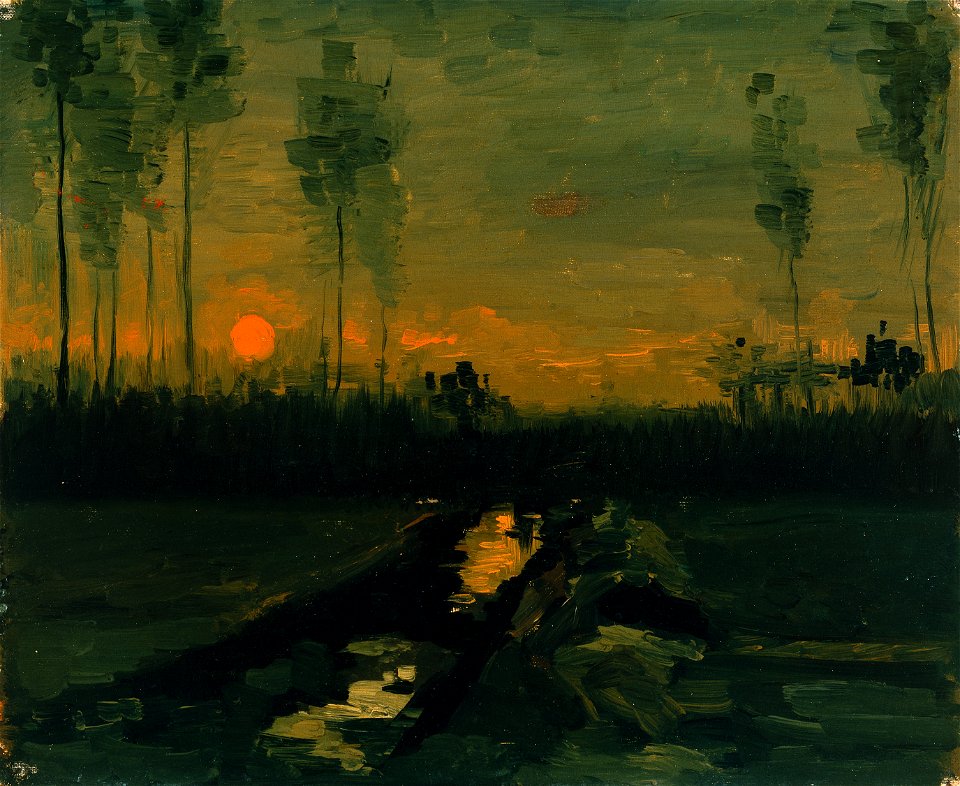 Vincent van Gogh - Landschap bij zonsondergang