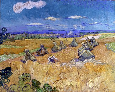 Vincent van Gogh - Wheat Fields with Reaper, Auvers - Google Art Project. Free illustration for personal and commercial use.
