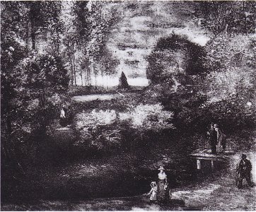 Van Gogh - Der Pfarrgarten in Nuenen mit Teich und Figuren