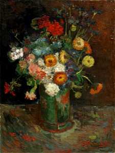 Vincent van Gogh - Zinnias et géraniums dans un vase, 1886 (Musée des beaux-arts du Canada)