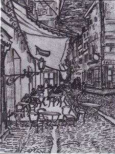 Van Gogh - Terrasse des Cafés an der Place du Forum in Arles am Abend