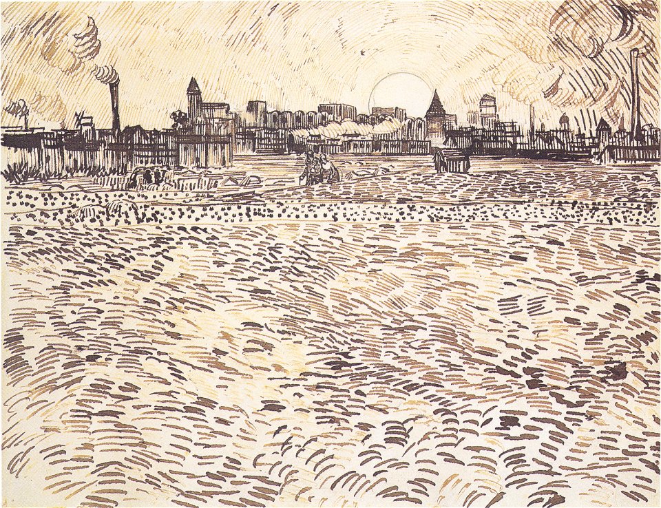 Van Gogh - Soir d' été, dessin d' après étude peinte