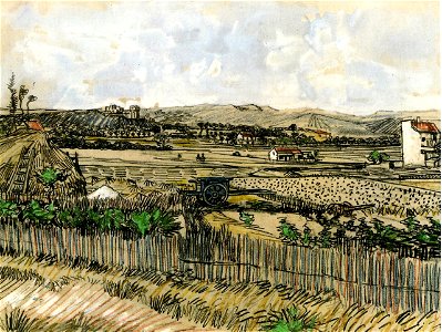 Van Gogh Harvest-in-Provence-at-the-left-Montmajour-1888