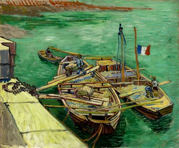 Vincent van Gogh - Quay with men unloading sand barges (1888)