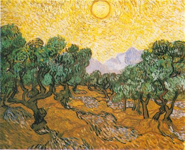 Van Gogh - Olivenbäume mit gelbem Himmel und Sonne