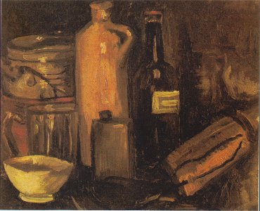 Van Gogh - Stilleben mit Steingut, Bierglas und Flaschen