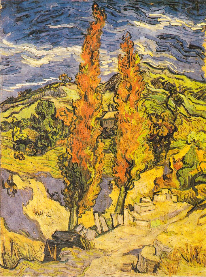 Van Gogh - Zwei Pappeln an einem Weg durch die Hügel